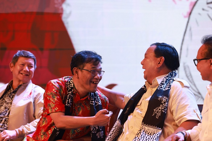 Budiman Sudjatmiko bersama Prabowo mendeklarasikan Kelompok Relawan Prabowo-Budiman Bersatu (Prabu) di Semarang. (Dok. Tim Media Prabowo)