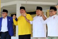 Ketua Umum Partai Gerindra Prabowo Subianto bersama Ketuam Umum Partai Golkar Airlangga Hartarto, Ketua Umum ZUlkifli Hasan dan Ketua Umum PKB Muhaimin Iskandar. (Facbook.com/@Prabowo Subainto)