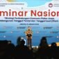 Menteri Pertahanan Prabowo Subianto dalam seminar nasional bertajuk ‘Strategi Perlindungan Kawasan Pulau Jawa, Melalui Pembangunan Tanggul Pantai dan Tanggul Laut (Giant Sea Wall)’ di Jakarta. (Dok. Tim Media Prabowo)