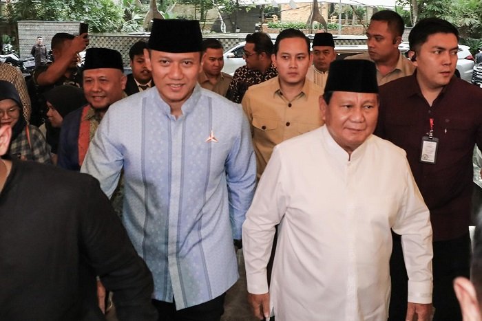 Presiden terpilih 2024-2029 Prabowo Subianto menghadiri acara silaturahmi dan buka puasa bersama Partai Demokrat di Hotel St Regis. (Facebook.com/@DPP Partai Demokrat)  