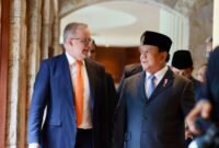 Presiden Prabowo Subianto saat menerima kunjungan kehormatan PM Australia di Lima, Peru, Kamis (14/11/2024). (Dok. Tim Media Prabowo)